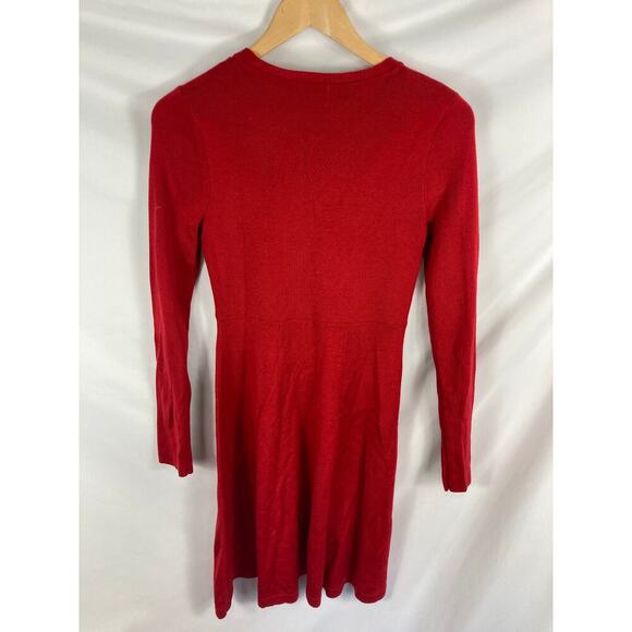 Eliza J Knit Bow Neck Long Sleeve Red Dress Size Small - Picture 5 of 5